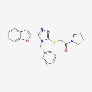 molecular formula C23H22N4O2S B11240862 2-{[5-(1-benzofuran-2-yl)-4-benzyl-4H-1,2,4-triazol-3-yl]sulfanyl}-1-(pyrrolidin-1-yl)ethanone 