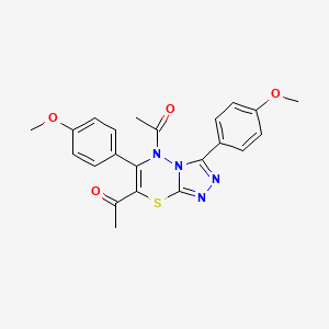 molecular formula C22H20N4O4S B11240871 1,1'-[3,6-bis(4-methoxyphenyl)-5H-[1,2,4]triazolo[3,4-b][1,3,4]thiadiazine-5,7-diyl]diethanone 