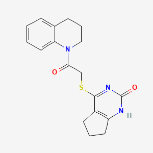 4-((2-(3,4-dihydroquinolin-1(2H)-yl)-2-oxoethyl)thio)-6,7-dihydro-1H-cyclopenta[d]pyrimidin-2(5H)-one