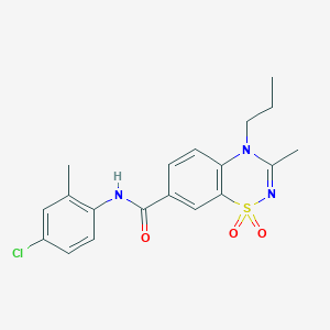 molecular formula C19H20ClN3O3S B11241060 N-(4-chloro-2-methylphenyl)-3-methyl-4-propyl-4H-1,2,4-benzothiadiazine-7-carboxamide 1,1-dioxide 