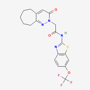 2-(3-oxo-3,5,6,7,8,9-hexahydro-2H-cyclohepta[c]pyridazin-2-yl)-N-[6-(trifluoromethoxy)-1,3-benzothiazol-2-yl]acetamide