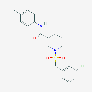 molecular formula C20H23ClN2O3S B11241112 1-[(3-chlorobenzyl)sulfonyl]-N-(4-methylphenyl)piperidine-3-carboxamide 