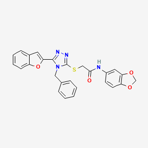 N-(1,3-benzodioxol-5-yl)-2-{[5-(1-benzofuran-2-yl)-4-benzyl-4H-1,2,4-triazol-3-yl]sulfanyl}acetamide