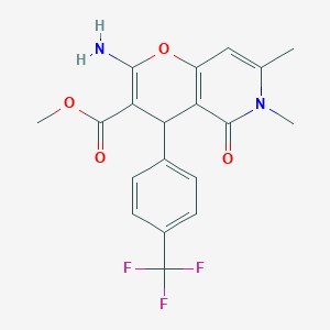 methyl 2-amino-6,7-dimethyl-5-oxo-4-(4-(trifluoromethyl)phenyl)-5,6-dihydro-4H-pyrano[3,2-c]pyridine-3-carboxylate