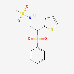 molecular formula C13H15NO4S3 B11241167 N-(2-(phenylsulfonyl)-2-(thiophen-2-yl)ethyl)methanesulfonamide 