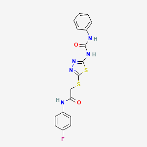 N-(4-Fluorophenyl)-2-({5-[(phenylcarbamoyl)amino]-1,3,4-thiadiazol-2-YL}sulfanyl)acetamide