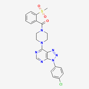 molecular formula C22H20ClN7O3S B11241199 (4-(3-(4-chlorophenyl)-3H-[1,2,3]triazolo[4,5-d]pyrimidin-7-yl)piperazin-1-yl)(2-(methylsulfonyl)phenyl)methanone 