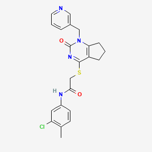 molecular formula C22H21ClN4O2S B11241212 N-(3-Chloro-4-methylphenyl)-2-({2-oxo-1-[(pyridin-3-YL)methyl]-1H,2H,5H,6H,7H-cyclopenta[D]pyrimidin-4-YL}sulfanyl)acetamide 