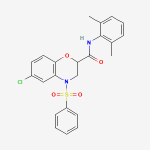 molecular formula C23H21ClN2O4S B11241223 6-chloro-N-(2,6-dimethylphenyl)-4-(phenylsulfonyl)-3,4-dihydro-2H-1,4-benzoxazine-2-carboxamide 