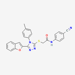 molecular formula C26H19N5O2S B11241251 2-{[5-(1-benzofuran-2-yl)-4-(4-methylphenyl)-4H-1,2,4-triazol-3-yl]sulfanyl}-N-(4-cyanophenyl)acetamide 