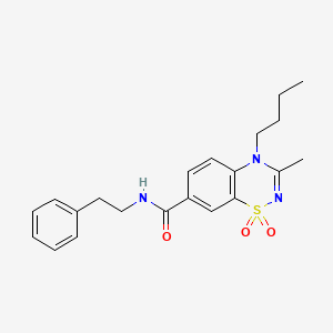 molecular formula C21H25N3O3S B11241257 4-butyl-3-methyl-N-(2-phenylethyl)-4H-1,2,4-benzothiadiazine-7-carboxamide 1,1-dioxide 