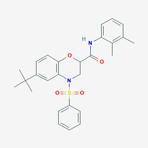 molecular formula C27H30N2O4S B11241321 6-tert-butyl-N-(2,3-dimethylphenyl)-4-(phenylsulfonyl)-3,4-dihydro-2H-1,4-benzoxazine-2-carboxamide 