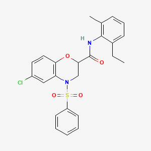 molecular formula C24H23ClN2O4S B11241353 6-chloro-N-(2-ethyl-6-methylphenyl)-4-(phenylsulfonyl)-3,4-dihydro-2H-1,4-benzoxazine-2-carboxamide 