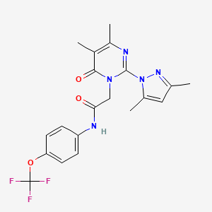 molecular formula C20H20F3N5O3 B11241360 2-(2-(3,5-dimethyl-1H-pyrazol-1-yl)-4,5-dimethyl-6-oxopyrimidin-1(6H)-yl)-N-(4-(trifluoromethoxy)phenyl)acetamide 