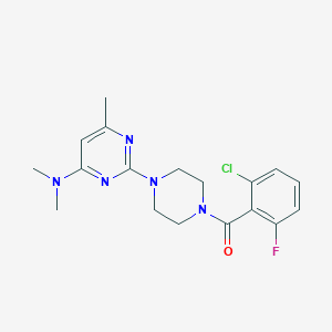 molecular formula C18H21ClFN5O B11241391 2-[4-(2-chloro-6-fluorobenzoyl)piperazin-1-yl]-N,N,6-trimethylpyrimidin-4-amine 