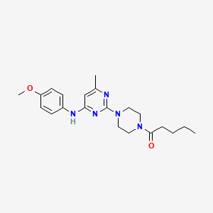 molecular formula C21H29N5O2 B11241394 1-(4-{4-[(4-Methoxyphenyl)amino]-6-methylpyrimidin-2-YL}piperazin-1-YL)pentan-1-one 