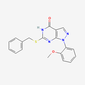 molecular formula C19H16N4O2S B11241428 6-(benzylthio)-1-(2-methoxyphenyl)-1H-pyrazolo[3,4-d]pyrimidin-4(5H)-one 