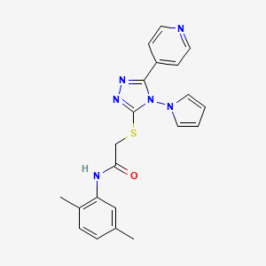 molecular formula C21H20N6OS B11241503 N-(2,5-dimethylphenyl)-2-{[5-(pyridin-4-yl)-4-(1H-pyrrol-1-yl)-4H-1,2,4-triazol-3-yl]sulfanyl}acetamide 