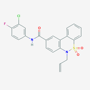 molecular formula C22H16ClFN2O3S B11241517 6-allyl-N-(3-chloro-4-fluorophenyl)-6H-dibenzo[c,e][1,2]thiazine-9-carboxamide 5,5-dioxide 