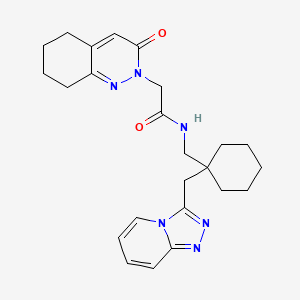 molecular formula C24H30N6O2 B11241535 2-(3-oxo-5,6,7,8-tetrahydrocinnolin-2(3H)-yl)-N-{[1-([1,2,4]triazolo[4,3-a]pyridin-3-ylmethyl)cyclohexyl]methyl}acetamide 