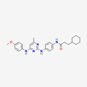 molecular formula C27H33N5O2 B11241536 3-cyclohexyl-N-(4-((4-((4-methoxyphenyl)amino)-6-methylpyrimidin-2-yl)amino)phenyl)propanamide 