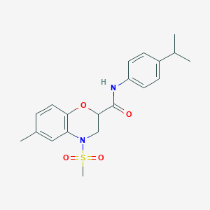 molecular formula C20H24N2O4S B11241552 6-methyl-4-(methylsulfonyl)-N-[4-(propan-2-yl)phenyl]-3,4-dihydro-2H-1,4-benzoxazine-2-carboxamide 