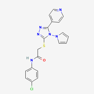 molecular formula C19H15ClN6OS B11241558 N-(4-chlorophenyl)-2-{[5-(pyridin-4-yl)-4-(1H-pyrrol-1-yl)-4H-1,2,4-triazol-3-yl]sulfanyl}acetamide 