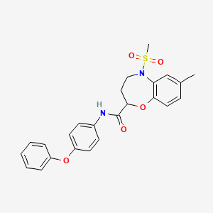 7-methyl-5-(methylsulfonyl)-N-(4-phenoxyphenyl)-2,3,4,5-tetrahydro-1,5-benzoxazepine-2-carboxamide