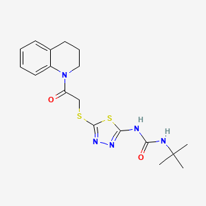 molecular formula C18H23N5O2S2 B11241609 1-(tert-butyl)-3-(5-((2-(3,4-dihydroquinolin-1(2H)-yl)-2-oxoethyl)thio)-1,3,4-thiadiazol-2-yl)urea 