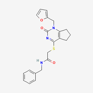 molecular formula C21H21N3O3S B11241616 N-benzyl-2-((1-(furan-2-ylmethyl)-2-oxo-2,5,6,7-tetrahydro-1H-cyclopenta[d]pyrimidin-4-yl)thio)acetamide 