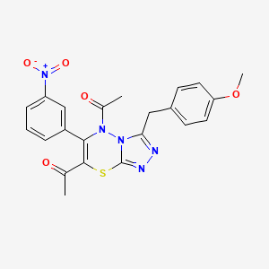 1,1'-(3-(4-methoxybenzyl)-6-(3-nitrophenyl)-5H-[1,2,4]triazolo[3,4-b][1,3,4]thiadiazine-5,7-diyl)diethanone