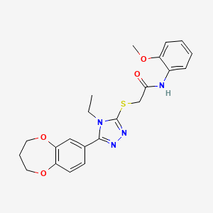 2-{[5-(3,4-dihydro-2H-1,5-benzodioxepin-7-yl)-4-ethyl-4H-1,2,4-triazol-3-yl]sulfanyl}-N-(2-methoxyphenyl)acetamide