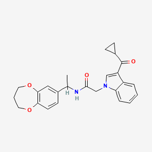 molecular formula C25H26N2O4 B11241689 2-[3-(cyclopropylcarbonyl)-1H-indol-1-yl]-N-[1-(3,4-dihydro-2H-1,5-benzodioxepin-7-yl)ethyl]acetamide 