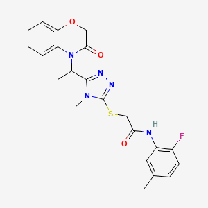 N-(2-fluoro-5-methylphenyl)-2-({4-methyl-5-[1-(3-oxo-2,3-dihydro-4H-1,4-benzoxazin-4-yl)ethyl]-4H-1,2,4-triazol-3-yl}sulfanyl)acetamide