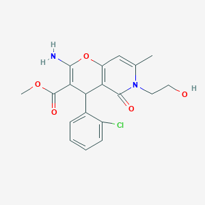 molecular formula C19H19ClN2O5 B11241692 methyl 2-amino-4-(2-chlorophenyl)-6-(2-hydroxyethyl)-7-methyl-5-oxo-5,6-dihydro-4H-pyrano[3,2-c]pyridine-3-carboxylate 