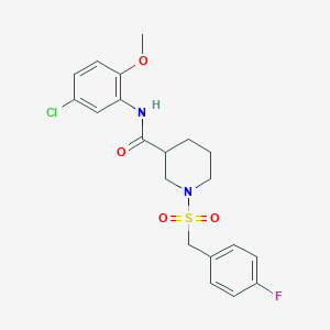 molecular formula C20H22ClFN2O4S B11241724 N-(5-chloro-2-methoxyphenyl)-1-[(4-fluorobenzyl)sulfonyl]piperidine-3-carboxamide 