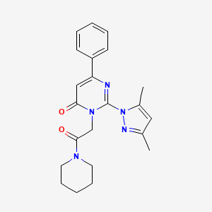 2-(3,5-dimethyl-1H-pyrazol-1-yl)-3-(2-oxo-2-(piperidin-1-yl)ethyl)-6-phenylpyrimidin-4(3H)-one