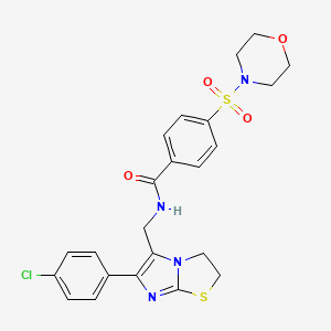 molecular formula C23H23ClN4O4S2 B11241729 N-((6-(4-chlorophenyl)-2,3-dihydroimidazo[2,1-b]thiazol-5-yl)methyl)-4-(morpholinosulfonyl)benzamide 