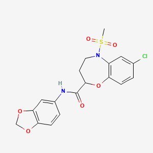 N-(1,3-benzodioxol-5-yl)-7-chloro-5-(methylsulfonyl)-2,3,4,5-tetrahydro-1,5-benzoxazepine-2-carboxamide