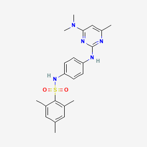 molecular formula C22H27N5O2S B11241795 N-(4-((4-(dimethylamino)-6-methylpyrimidin-2-yl)amino)phenyl)-2,4,6-trimethylbenzenesulfonamide 