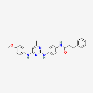 N-[4-({4-[(4-methoxyphenyl)amino]-6-methylpyrimidin-2-yl}amino)phenyl]-3-phenylpropanamide