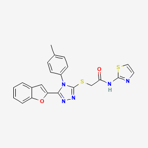 2-{[5-(1-benzofuran-2-yl)-4-(4-methylphenyl)-4H-1,2,4-triazol-3-yl]sulfanyl}-N-(1,3-thiazol-2-yl)acetamide