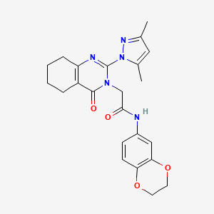 molecular formula C23H25N5O4 B11241828 N-(2,3-dihydro-1,4-benzodioxin-6-yl)-2-[2-(3,5-dimethyl-1H-pyrazol-1-yl)-4-oxo-5,6,7,8-tetrahydroquinazolin-3(4H)-yl]acetamide 