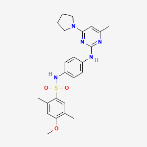 4-methoxy-2,5-dimethyl-N-(4-((4-methyl-6-(pyrrolidin-1-yl)pyrimidin-2-yl)amino)phenyl)benzenesulfonamide