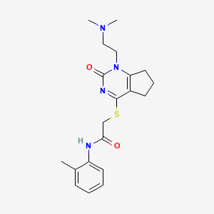 molecular formula C20H26N4O2S B11241865 2-((1-(2-(dimethylamino)ethyl)-2-oxo-2,5,6,7-tetrahydro-1H-cyclopenta[d]pyrimidin-4-yl)thio)-N-(o-tolyl)acetamide 