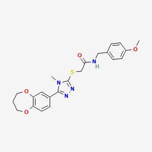 molecular formula C22H24N4O4S B11241874 2-{[5-(3,4-dihydro-2H-1,5-benzodioxepin-7-yl)-4-methyl-4H-1,2,4-triazol-3-yl]sulfanyl}-N-(4-methoxybenzyl)acetamide 