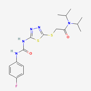 molecular formula C17H22FN5O2S2 B11241875 2-((5-(3-(4-fluorophenyl)ureido)-1,3,4-thiadiazol-2-yl)thio)-N,N-diisopropylacetamide 