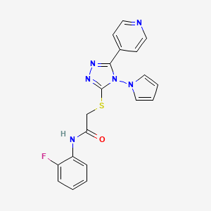 molecular formula C19H15FN6OS B11241890 N-(2-fluorophenyl)-2-{[5-(pyridin-4-yl)-4-(1H-pyrrol-1-yl)-4H-1,2,4-triazol-3-yl]sulfanyl}acetamide 