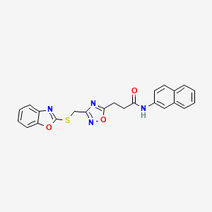 molecular formula C23H18N4O3S B11241919 3-{3-[(1,3-benzoxazol-2-ylsulfanyl)methyl]-1,2,4-oxadiazol-5-yl}-N-(naphthalen-2-yl)propanamide 