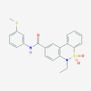 molecular formula C22H20N2O3S2 B11241946 6-ethyl-N-[3-(methylsulfanyl)phenyl]-6H-dibenzo[c,e][1,2]thiazine-9-carboxamide 5,5-dioxide 